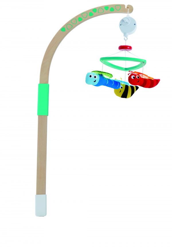 Hommel baby mobiel - hommel - baby - mobiel - stof - hout - houten speelgoed - speelgoed - dn houten tol - de mouthoeve - boekel - hape