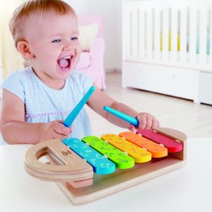 Regenboog xylofoon - regenboog - xylofoon - hout - kleuren - baby - peuter - muziek - dn houten tol - de mouthoeve - boekel - hape
