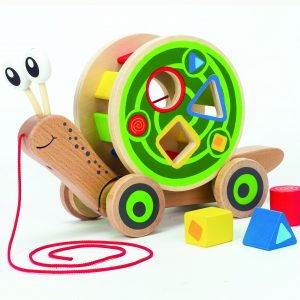 slak - slak trekdier - hout - speelgoed - houten speelgoed - baby - peuter - dn houten tol - de mouthoeve - boekel - winkel - hape