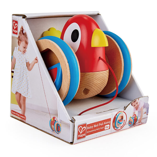 vogel - trekdier - trekfiguur - baby - dreumes - vanaf 1 jaar - cadeau - verjaardag - kraamcadeautje - educatief - duurzaam - houten speelgoed - dn houten tol - speelgoedwinkel - de mouthoeve - boekel