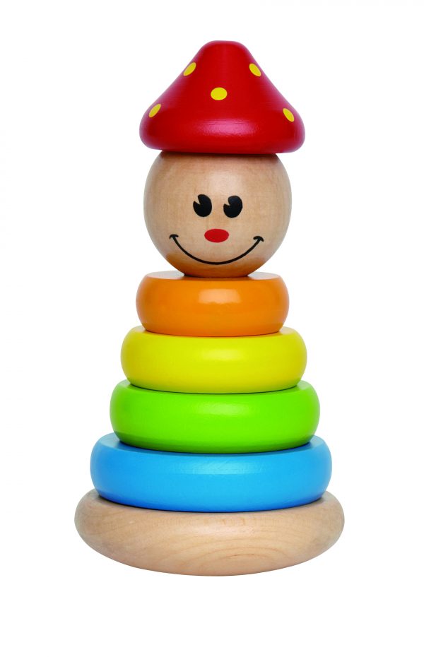 Clown stapelaar - clown - hout - ringen - kleuren - speelgoed - houten speelgoed - dn houten tol - de mouthoeve - boekel - baby - peuter - winkel - hape
