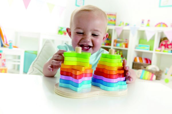 Dubbele regenboog stapelaar - Double reinbow stacker - regenboog - hout - speelgoed - houten speelgoed - dn houten tol - baby - peuter - de mouthoeve - boekel - winkel - hape