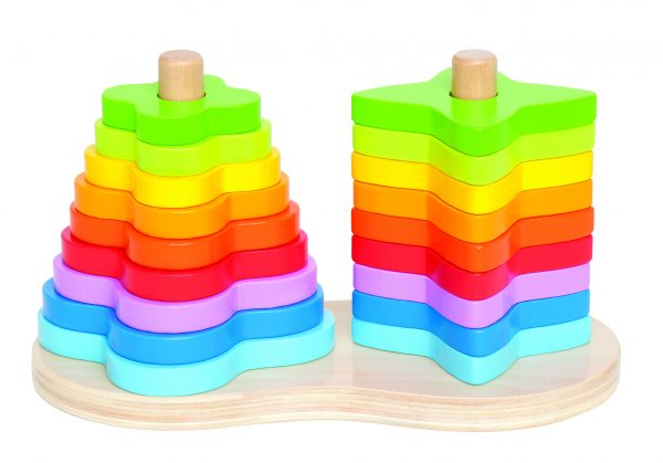 Dubbele regenboog stapelaar - Double reinbow stacker - regenboog - hout - speelgoed - houten speelgoed - dn houten tol - baby - peuter - de mouthoeve - boekel - winkel - hape