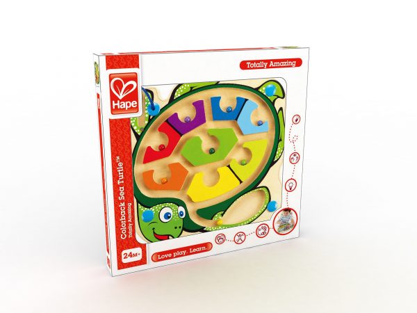 Gekleurde schildpad - colorback sea turtle - hout - peuter - kleuter - speelgoed - houten speelgoed - dn houten tol - de mouthoeve - boekel - winkel - hape