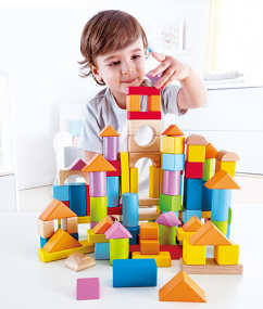 Blokken 100 stuks - Wonderful beech blocks - blokken - hout - baby - peuter - kleuter - speelgoed - houten speelgoed - dn houten tol - de mouthoeve - boekel - winkel - hape