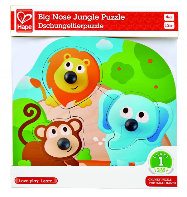 puzzel - hout - big nose jungle puzzle - grote neus wilde dieren puzzel - dieren - dieren puzzel - speelgoed - houten speelgoed - dn houten tol - de mouthoeve - boekel - winkel - hape
