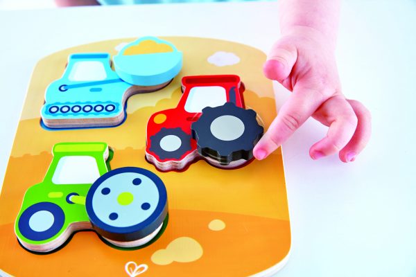 puzzel - hout- bouwvoertuigen puzzel - dynamic construction puzzle - speelgoed - houten speelgoed - houten puzzel - dn houten tol - de mouthoeve - boekel - winkel - baby - peuter - hape