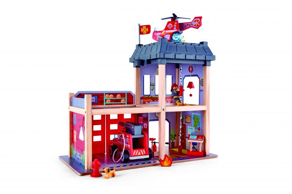 brandweerkazerne - fire station - hout - auto - helikopter - speelgoed - houten speelgoed - dn houten tol - de mouthoeve - boekel - winkel - hape - peuter - kleuter - E3023 - hape