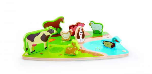puzzel - boederijdieren puzzel en Speel - farm animal puzzle & play - E1454 - speelgoed - houten speelgoed - hape - dn huten tol - de mouthoeve - boekel - winkel - peuter - dreumes