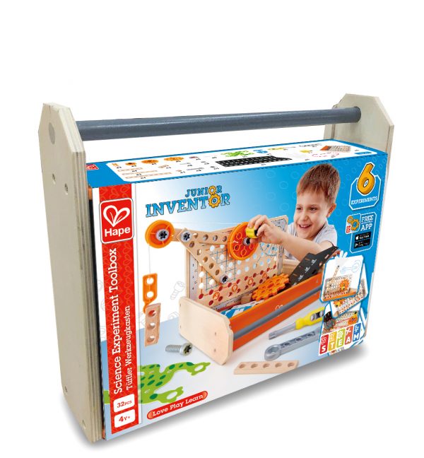 ontdekkings box - science experiment toolbox - hape - E3029 - hout - kunststof - speelgoed - houten speelgoed - kleuter - vanaf 4 jaar - dn houten tol - de mouthoeve - boekel - winkel