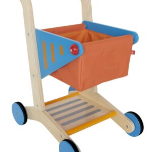 winkelwagentje - shopping cart - hape - E3123 - speelgoed - houten speelgoed - dn houten tol - de mouthoeve - boekel - winkel - stof - hout - child
