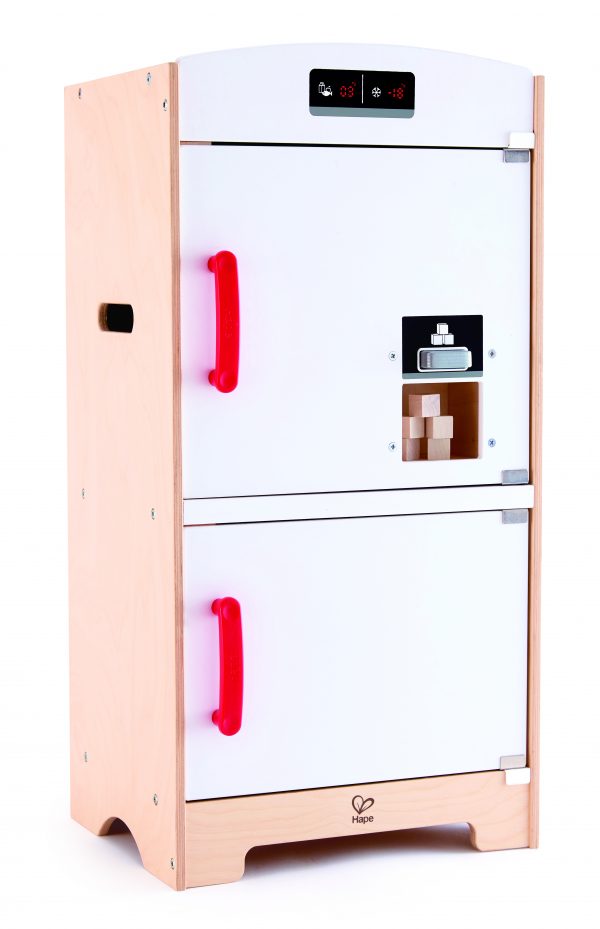 koelkast - Witte koelkast met vriesvak - white fridge freezer - hape - E3153 - speelgoed - houten speelgoed - peuter - kleuter - vanaf 3 jaar - keukentje - dn houten tol - de mouthoeve - boekel - winkel