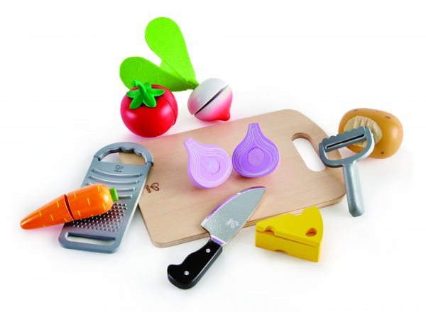 kook ingredienten & keukengerei - cooking essentials - hape - speelgoed - houten speelgoed - hout - E3154 - peuter - kleuter - vanaf 3 jaar - dn houten tol - de mouthoeve - boekel - keukentje - koken - uien