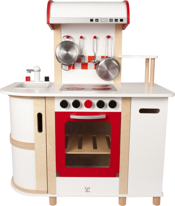 keukentje - multifunctionele keuken - multi function kitchen - hout - pannen - koken - hape - E8018 - dn houten tol - de mouthoeve - boekel - peuter - kleuter - vanaf 3 jaar