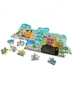 puzzel - kunsstof - animatie stadspuzzel - animated city puzzle - speelgoed - houten speelgoed - hape - dn houten tol - de mouthoeve - boekel - winkel - E1629 - kleuter