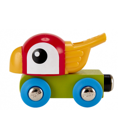 papegaai trein - fluit papegaai trein - whistling parrot engine - hape - trein - hout - speelgoed - houten speelgoed - dn houten tol - de mouthoeve - boekel - winkel - E3808