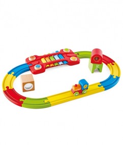 regenboog trein - trein - houten trein - hout - sensory railway - E3822 - hape - dreumes - peuter - dn houten tol - de mouthoeve - speelgoed - houten speelgoed - boekel - winkel