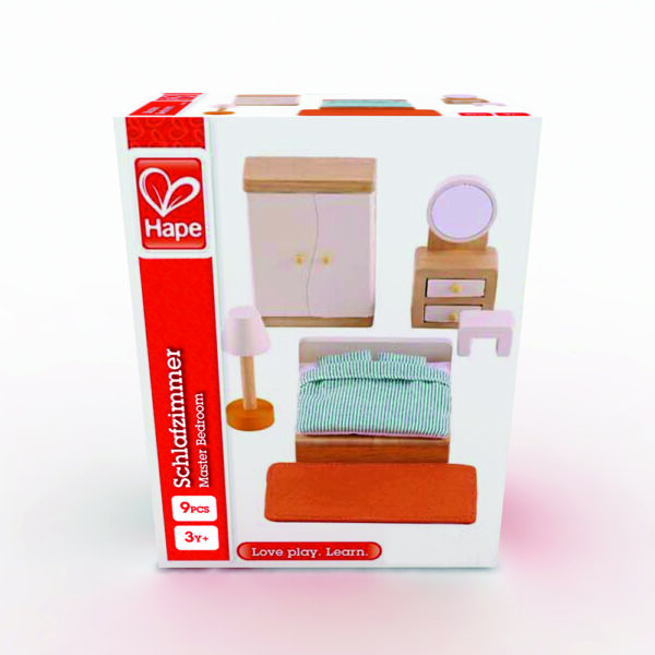 bol.com - master bedroom - grote slaapkamer - slaapkamer - bed - E3450 - hape - poppenhuis - speelgoed - houten speelgoed - kinderen- child - kinder speelgoed - dn houten tol - de mouthoeve - boekel - peuter - kleuter - vanaf 3 jaar