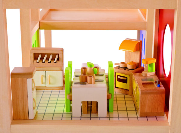 poppenhuis - keuken - kitchen - hape - E3453 - speelgoed - houten speelgoed - kado - cadeau - verjaardagscadeau - verjaardagskado - peuter - kleuter - vanaf 3 jaar- dn houten tol - de mouthoeve - boekel - winkel
