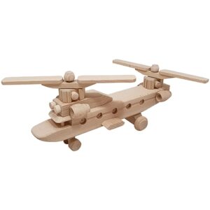 chinook - SL383 - houten chinook - voertuigen - houten voertuigen - kraamcadeau - speelgoed - houten speelgoed - decoratie - dn houten tol - Helikopter Chinook met 2 propellers - de mouthoeve - boekel - speelgoedwinkel