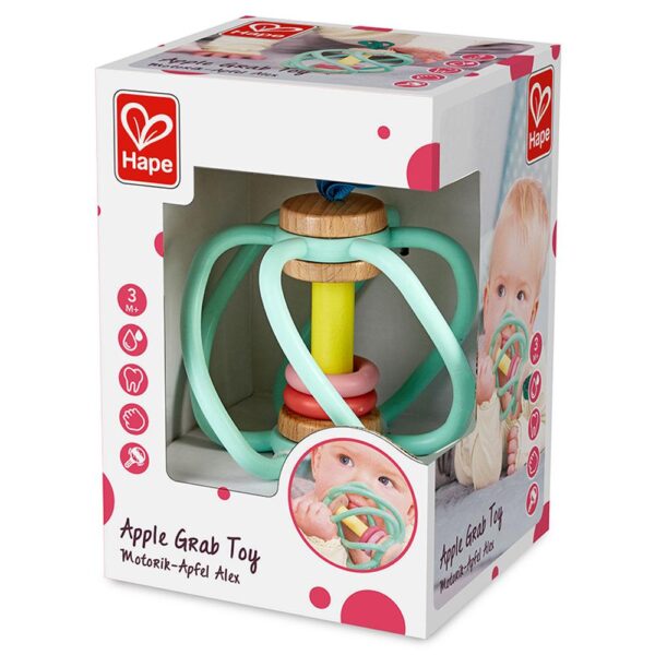 appel grijper - apple grab toy - baby speelgoed - houten speelgoed - speelgoed - hape - E8500 - dn houten tol - de mouthoeve - boekel - speelgoedwinkel