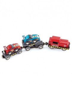 race car transporter - verkeer - trein - racewagen treintransporter - 6 delige autotransporter set - treinen - treinbaan - hape - speelgoed - houten speelgoed - dn houten tol - de mouthoeve - boekel - speelgoedwinkel - E3735 - raceauto - kinderspeelgoed