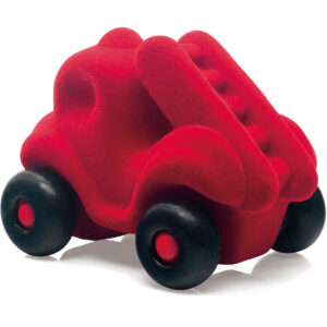 rubbabu - voertuig - baby speelgoed - rubber speelgoed - 100% natuurlijk - speelgoed - houten speelgoed - dn houten tol - de mouthoeve - boekel - shop stil speelgoed - brandweerauto - rood