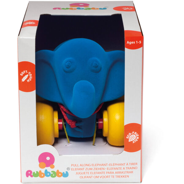 kraamcadeau - rubbabu - voertuig - baby speelgoed - rubber speelgoed - 100% natuurlijk - speelgoed - houten speelgoed - dn houten tol - de mouthoeve - boekel - shop stil speelgoed - vliegtuig - dieren - knuffeldieren - olifant - blauwe olifant - trekfiguur olifant