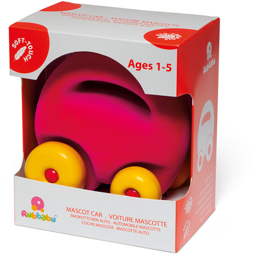rubbabu - voertuig - baby speelgoed - rubber speelgoed - 100% natuurlijk - speelgoed - houten speelgoed - dn houten tol - de mouthoeve - boekel - shop stil speelgoed - rood - Mascotte