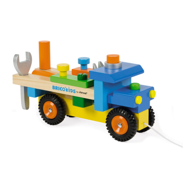 Janod Vrachtwagen Original - vrachtwagen - houten vrachtwagen - gereedschap vrachtwagen - speelgoed - houten speelgoed - educatief speelgoed - janod - dn houten tol - de mouthoeve - boekel - speelgoedwinkel boekel - shop - webshop