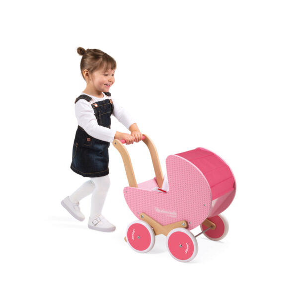 Janod Mademoiselle - Poppenwagen - houten poppenwagen - roze poppenwagen - janod - speelgoed - houten speelgoed - educatief speelgoed - dn houten tol - de mouthoeve - boekel - speelgoedwinkel boekel - shop