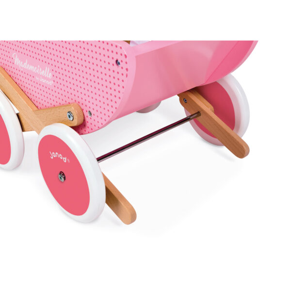 Janod Mademoiselle - Poppenwagen - houten poppenwagen - roze poppenwagen - janod - speelgoed - houten speelgoed - educatief speelgoed - dn houten tol - de mouthoeve - boekel - speelgoedwinkel boekel - shop