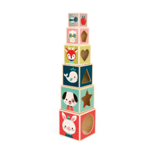 brabant - Janod Baby Forest - Stapeltoren blokken (6) - blokken - janod - houten blokken - baby blokken - speelgoed blokken - speelgoed - houten speelgoed - educatief speelgoed - dn houten tol - de mouthoeve - boekel - speelgoedwinkel boekel - shop - winkel