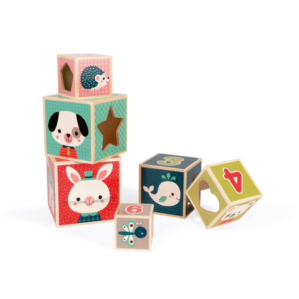 brabant - Janod Baby Forest - Stapeltoren blokken (6) - blokken - janod - houten blokken - baby blokken - speelgoed blokken - speelgoed - houten speelgoed - educatief speelgoed - dn houten tol - de mouthoeve - boekel - speelgoedwinkel boekel - shop - winkel