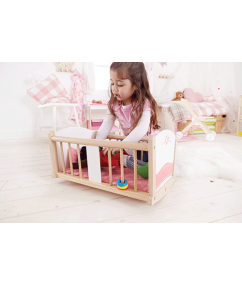 poppen bed - poppen wieg - houten poppen bed - hape - E3601 - speelgoed - houten speelgoed - educatief speelgoed - dn houten tol - de mouthoeve - speelgoedwinkel boekel