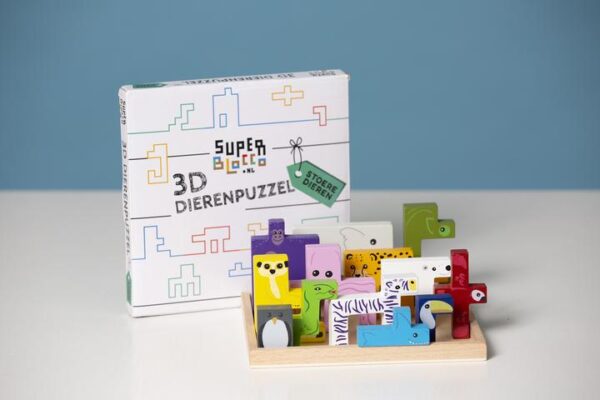 puzzel - houten puzzel - dieren puzzel - superblocco - dieren - blokken - stapelblokken - 3d dierenpuzzel - dn houten tol - de mouthoeve - boekel - speelgoedwinkel - webshop