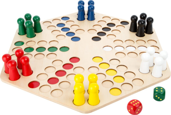 mens erger je niet - hout - 6 spelers - spel - game - small foot - voor jong en oud - verjaardagscadeau - dn houten tol - houten spel - boekel - de mouthoeve - duurzaam - educatief - leerzaam - dobbelsteen - pionnen - ludo