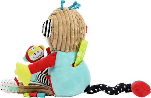 aap - knuffel - educatief - duurzaam - activiteitenknuffel - spiegeltje - baby aap - dreumes - toys - dolce - dn houten tol - de mouthoeve - boekel - houten speelgoed - speelgoedwinkel - webshop