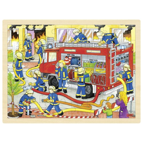 brandweer - puzzel - houten puzzel - goki - vanaf 3 jaar - houten speelgoed - duurzaam - educatief - motoriek - T-Rex - dino - wood - boekel - dn houten tol - boekel - de mouthoeve - verjaardagscadeautje - puzzle - boerderij - tractor - boer - kippen - boeren dieren - koeien - small tractor - inleg puzzel - dieren - 57527 - vanaf 3 jaar - dreumes - peuter