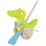goki - krokodil - Crocodile, push-along animal, Susibelle - duwstok - baby - kraamcadeautje - babyshower - houten speelgoed - duurzaam - educatief - motoriek - peuter - kleuter - dn houten tol - de mouthoeve - boekel - webshop - speelgoedwinkel - verjaardag - sinterklaas - kleurrijk