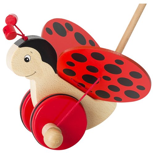 goki - lieveheersbeestje - Push-along animal, ladybird Flora - duwstok - baby - kraamcadeautje - babyshower - houten speelgoed - duurzaam - educatief - motoriek - peuter - kleuter - dn houten tol - de mouthoeve - boekel - webshop - speelgoedwinkel - verjaardag - sinterklaas - kleurrijk
