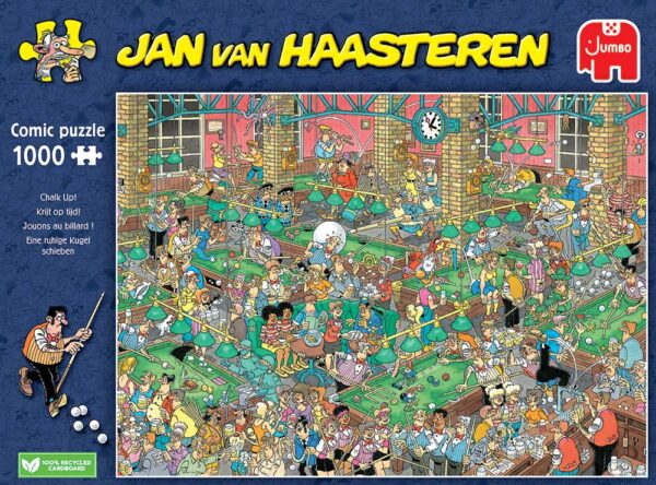 jan van Haasteren - puzzel - kinder puzzel - junior - 1000 stukjes - efteling - dn houten tol - duurzaam - de mouthoeve - boekel - speelgoedwinkel - webshop - cadeautje - krijt op tijd! - Chalk up!