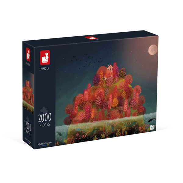 De rode herfstkleuren - Puzzel - 2000 stukjes - kidult puzzel - de blauwe nacht - janod - dn houten tol - duurzaam - educatief - de mouthoeve - boekel - speelgoedwinkel - webshop - vanaf 10 jaar - houten speelgoed