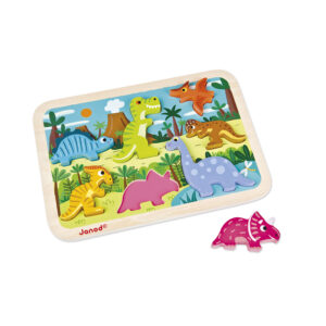 Janod Chunky Puzzel – Dinosaurus - puzzel - hout - duurzaam - educatief - leerzaam - fsc - recycle - peuter - dreumes - dn houten tol - motoriek - boekel - speelgoedwinkel - webshop - nieuw - spelen - kinderen - verantwoord - trendy - de mouthoeve - toyshop - woodentoys - webwinkel - eerlijk - kado - verjaardag