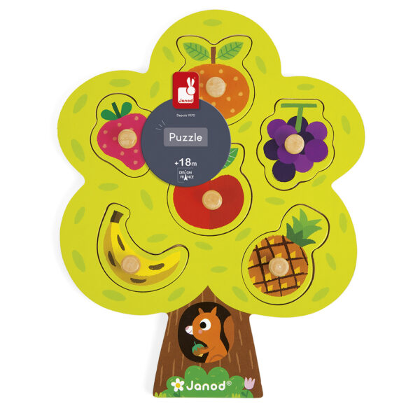 Janod Knoppuzzel – Fruitboom - puzzel - hout - duurzaam - educatief - leerzaam - fsc - recycle - peuter - dreumes - dn houten tol - motoriek - boekel - speelgoedwinkel - webshop - nieuw - spelen - kinderen - verantwoord - trendy - de mouthoeve - toyshop - woodentoys - webwinkel - eerlijk - kado - verjaardag