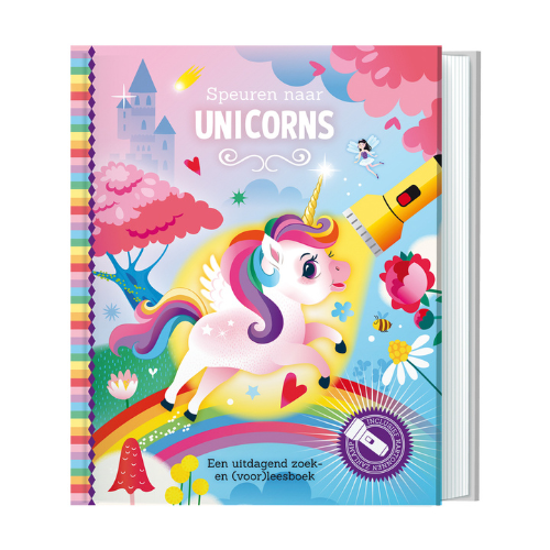 Unicorns - roze paard - kinderboek - lantaarn - zaklamp boek - dinobos - dino - bos - zoeken - lezen - leesboek - educatief - cadeautje - kado - leerzaam - speurenboek - dn houten tol - speelgoedwinkel - webshop - online shoppen - vanaf 3 jaar - de mouthoeve - boekel - webshop