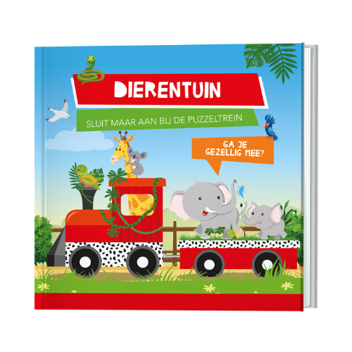 puzzeltrein Dierentuin - panda - olifant - giraffe - doos - cadeau box - kinderboek - lantaarn - bosdieren - kijk en voel - boerderijdieren - dino - bos - zoeken - lezen - leesboek - educatief - cadeautje - kado - leerzaam - speurenboek - dn houten tol - speelgoedwinkel - webshop - online shoppen - vanaf 3 jaar - de mouthoeve - boekel - webshop