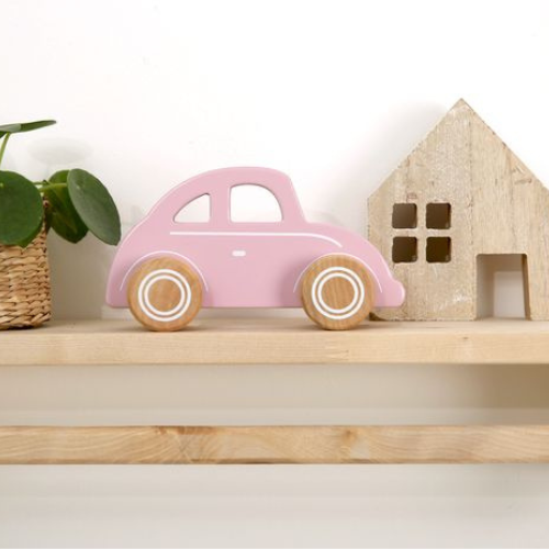 Little Dutch - houten speelgoed - auto - roze - meisjes auto - dreumes - baby - duurzaam - educatief - eerlijk - verantwoord - trendy - kever - kraamcadeautje - babyshower - webshop - online shoppen - speelgoedwinkel - dn houten tol - boekel - de mouthoeve