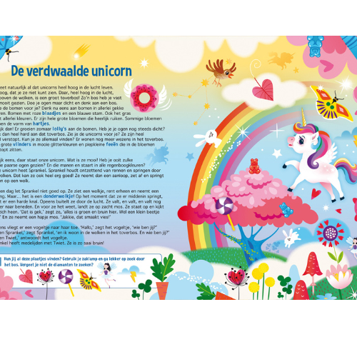 Unicorns - roze paard - kinderboek - lantaarn - zaklamp boek - dinobos - dino - bos - zoeken - lezen - leesboek - educatief - cadeautje - kado - leerzaam - speurenboek - dn houten tol - speelgoedwinkel - webshop - online shoppen - vanaf 3 jaar - de mouthoeve - boekel - webshop