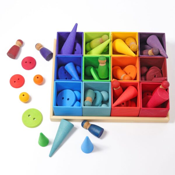 grimm's - stapeltoren - neon - kleuren - vanaf 1 jaar - verjaardag - open end play - open eind speelgoed - houten speelgoed - verantwoord - eerlijk - handgemaakt - lindehout - nieuw - kinderopvang - koop lokaal - speelplezier - recyclebaar - baby - dreumes - peuter - kleuter - dn houten tol - Gemert - duurzaam - educatief - wooden toys - eerlijk - trendy - open ended learning - natural - kleurrijk - bso - vrijeschool - pedagogisch - motoriek - antroposofisch - stapelaar - 10299 - fsc - montessori - regenboorkleuren - 12-piece Sorting Helper - sorteerder - bakjes - vierkante bakjes - 12 stuks